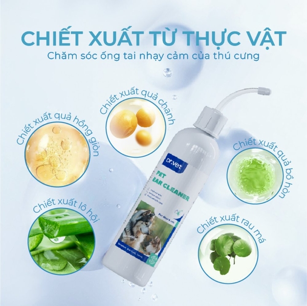 Dung dịch vệ sinh tai cho chó mèo Dr Vet chai 120 ml