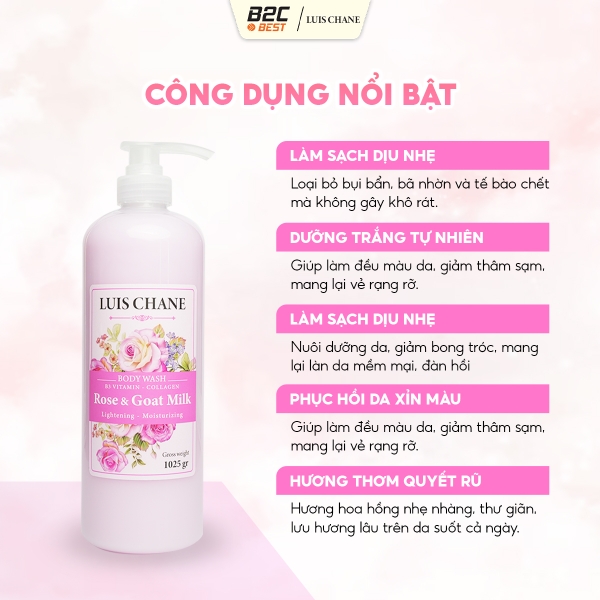 công dụng nổi bật của sữa tắm luis chane