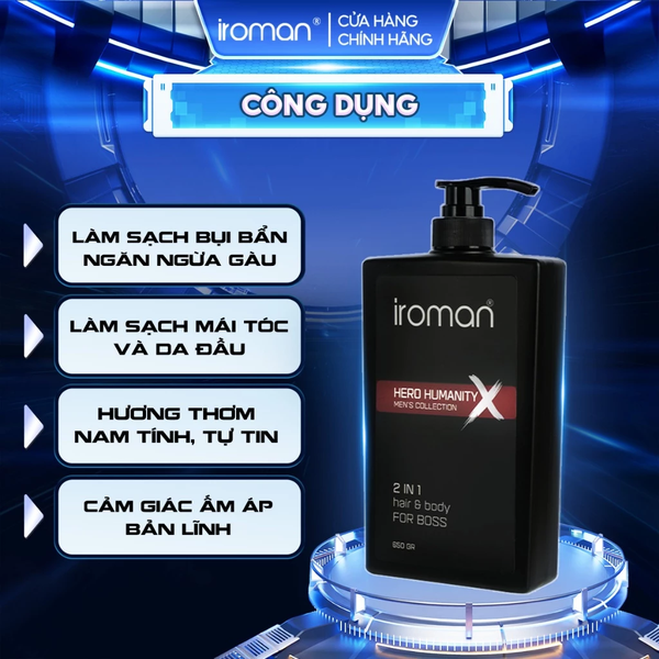 TẮM GỘI 2IN1 IROMAN HERO HUMANITY 650G – HƯƠNG NƯỚC HOA CAO CẤP