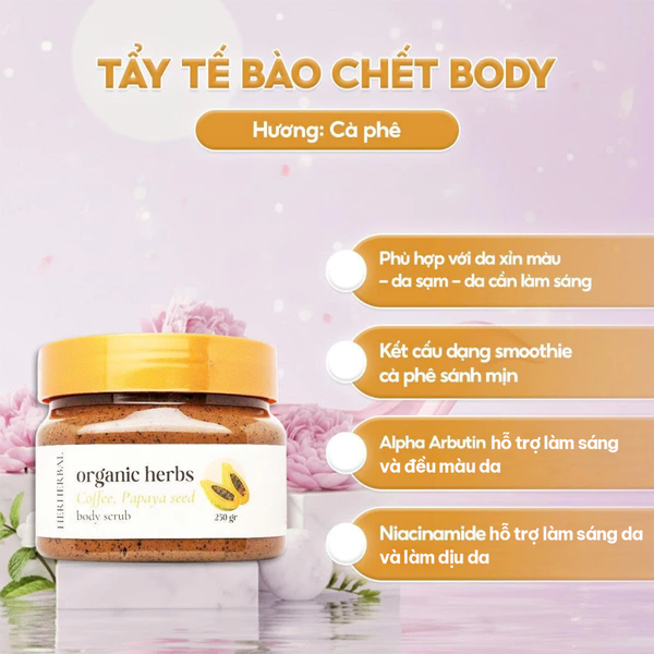 Tẩy Da Chết Cà Phê Hạt Đu Đủ Herherbal 250g-1
