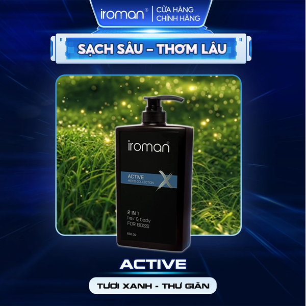 TẮM GỘI 2IN1 IROMAN ACTIVE 650G – HƯƠNG NƯỚC HOA CAO CẤP