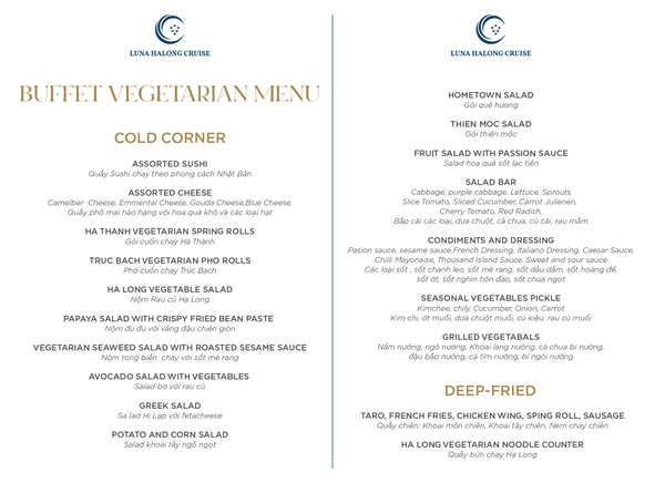 Thực đơn chay Luna Halong Cruise
