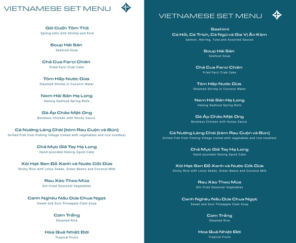 Set menu Việt du thuyền Dolphin