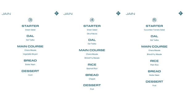 Thực đơn Jain du thuyền Dolphin Halong