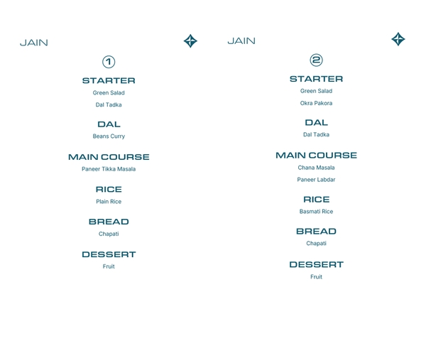 Thực đơn Jain du thuyền Dolphin