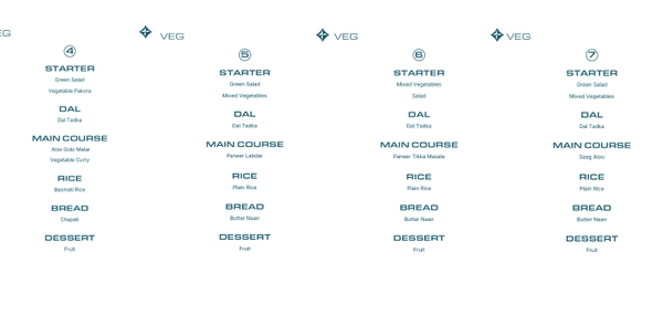 Thực đơn chay tàu Dolphin