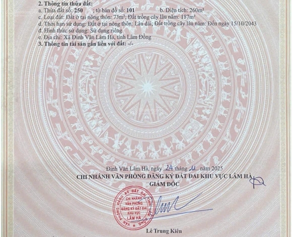 Bán đất Lâm Hà xã Tân Văn giá 350tr