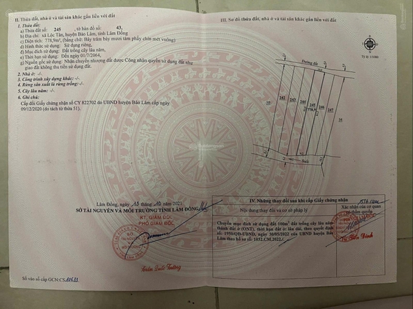 Bán đất Bảo Lâm xã Lộc Tân hơn 700m2