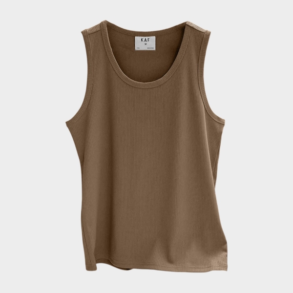 Áo Tanktop Basic Ribbed Brown