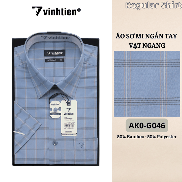 Áo SMNT Regular Fit 445 - Vải Kẻ Bamboo - Polyester