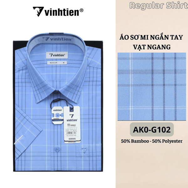 Áo SMNT Regular Fit 445 - Vải Kẻ Bamboo - Polyester