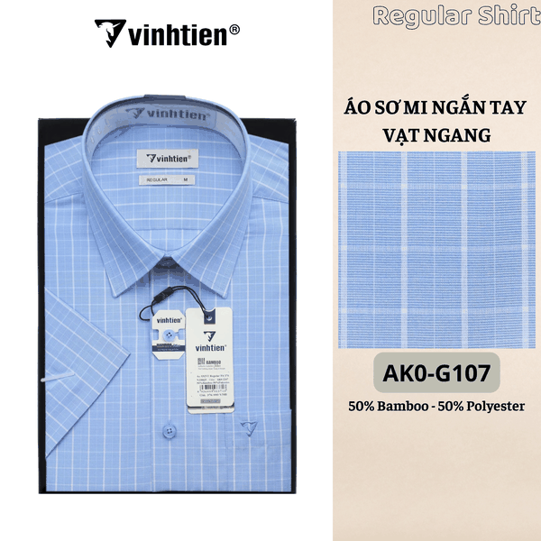 Áo SMNT Regular Fit 445 - Vải Kẻ Bamboo - Polyester