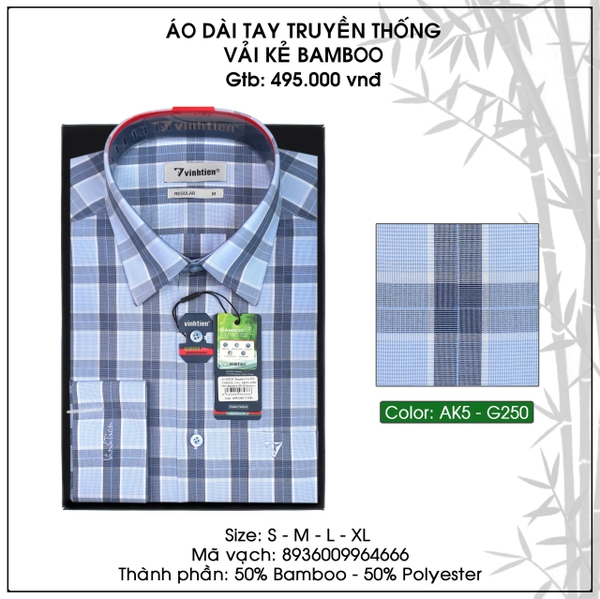 Áo SMDT Regular Fit 495 - Vải Kẻ Bambo - Giỏ 4
