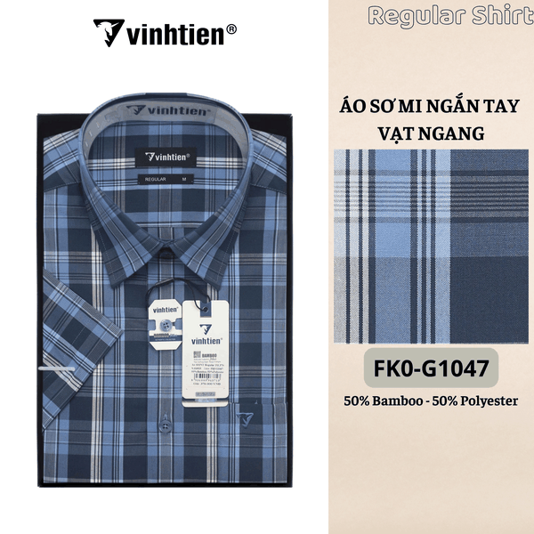 Áo SMNT Regular Fit 445 - Vải Kẻ Bamboo - Polyester