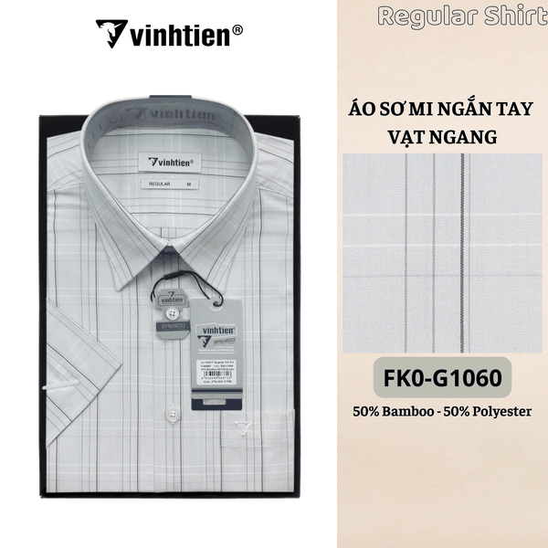 Áo SMNT Regular Fit 445 - Vải Kẻ Bamboo - Polyester