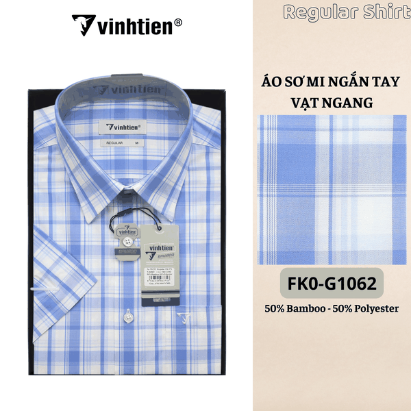 Áo SMNT Regular Fit 445 - Vải Kẻ Bamboo - Polyester
