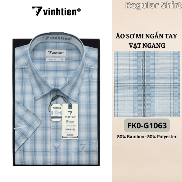 Áo SMNT Regular Fit 445 - Vải Kẻ Bamboo - Polyester