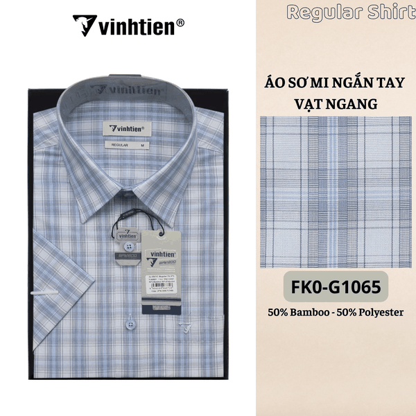 Áo SMNT Regular Fit 445 - Vải Kẻ Bamboo - Polyester