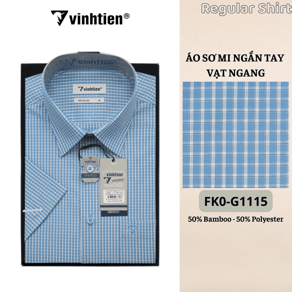 Áo SMNT Regular Fit 445 - Vải Kẻ Bamboo - Polyester