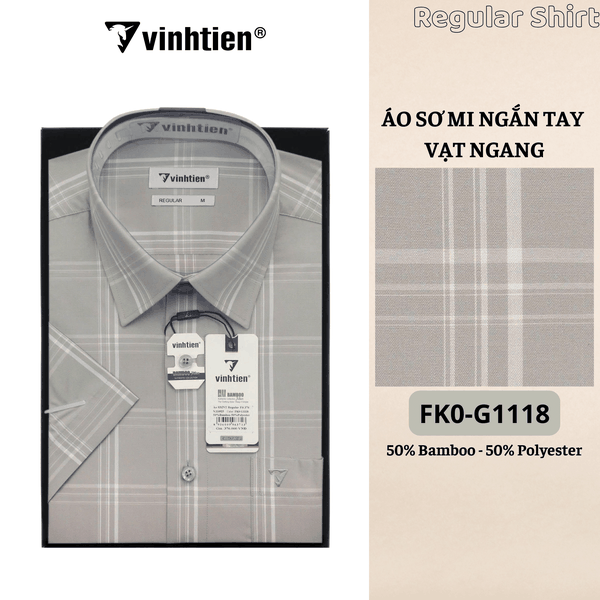 Áo SMNT Regular Fit 445 - Vải Kẻ Bamboo - Polyester