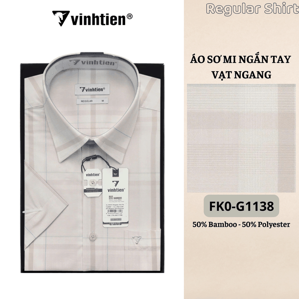 Áo SMNT Regular Fit 445 - Vải Kẻ Bamboo - Polyester