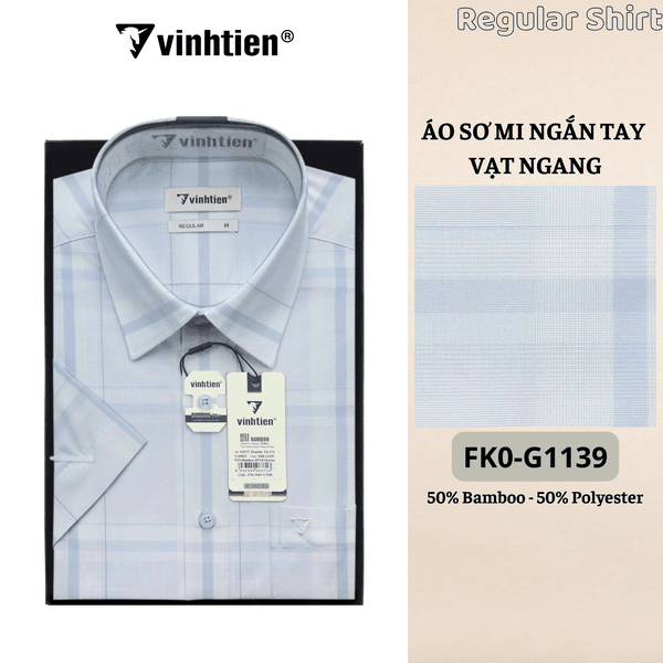 Áo SMNT Regular Fit 445 - Vải Kẻ Bamboo - Polyester