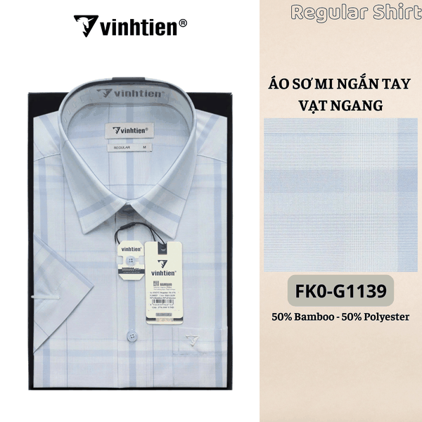 Áo SMNT Regular Fit 445 - Vải Kẻ Bamboo - Polyester
