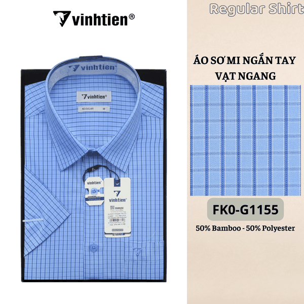 Áo SMNT Regular Fit 445 - Vải Kẻ Bamboo - Polyester