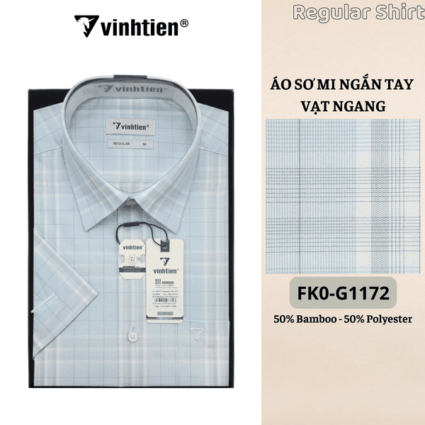 Áo SMNT Regular Fit 445 - Vải Kẻ Bamboo - Polyester