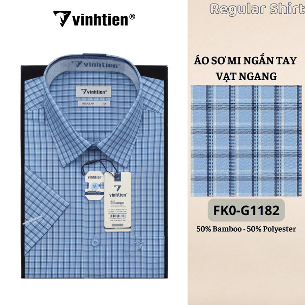 Áo SMNT Regular Fit 445 - Vải Kẻ Bamboo - Polyester