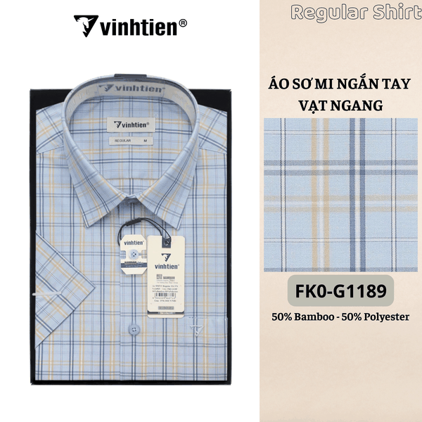 Áo SMNT Regular Fit 445 - Vải Kẻ Bamboo - Polyester