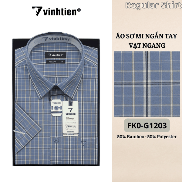 Áo SMNT Regular Fit 445 - Vải Kẻ Bamboo - Polyester