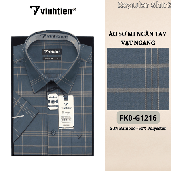 Áo SMNT Regular Fit 445 - Vải Kẻ Bamboo - Polyester