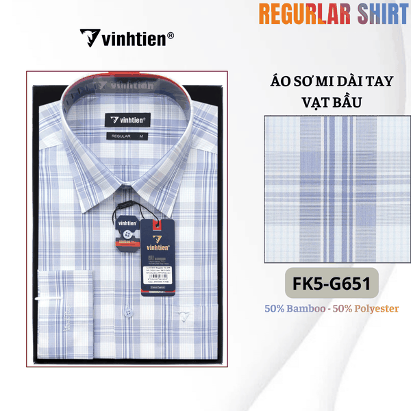 Áo SMDT Regular Fit 495 - Vải kẻ Bambo - Giỏ 1