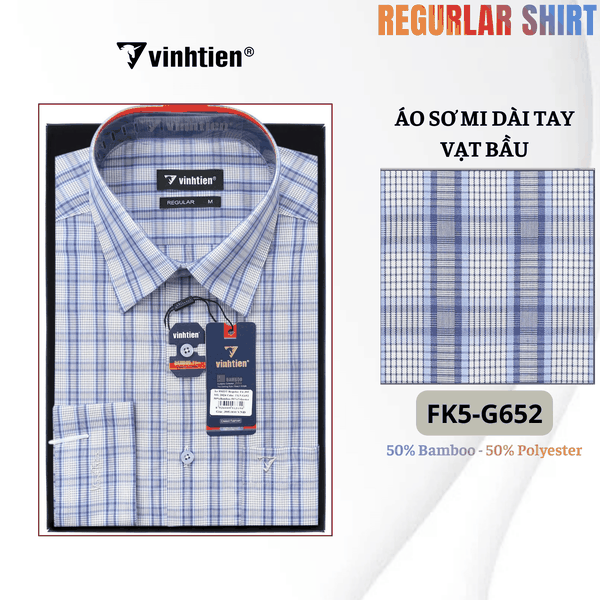 Áo SMDT Regular Fit 495 - Vải kẻ Bambo - Giỏ 1