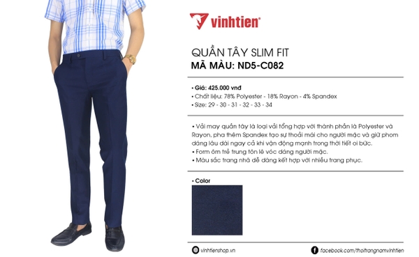 Quần Tây Slim Fit 485 - Mã Vải 18011