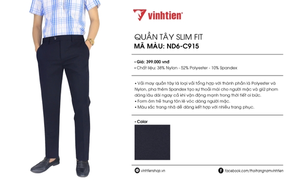 Quần Tây Slim Fit Dáng Trẻ 425 - Vải 3018
