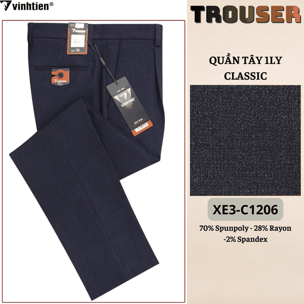 Quần Tây 1Ly Classic 499 - Vải Dãn Cao Cấp