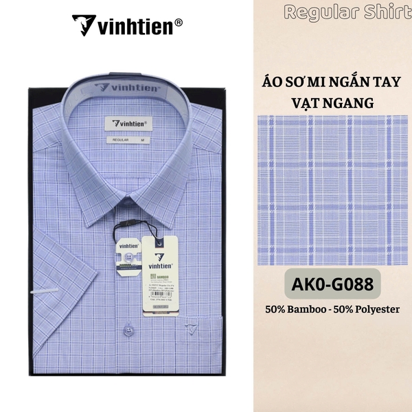 Áo SMNT Regular Fit 445 - Vải Kẻ Bamboo - Polyester