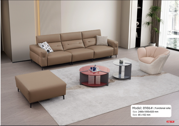 Bộ sofa nhập khẩu da sinh thái điện + đôn M8986