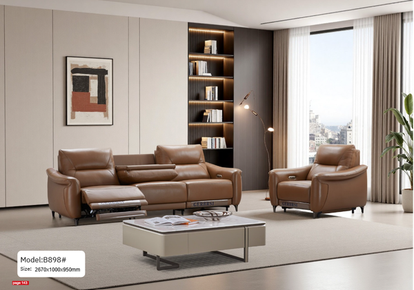 Bộ sofa nhập khẩu da bò điện MB898