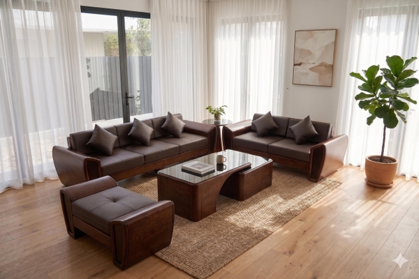 Bộ sofa gỗ sồi tay cải nu
