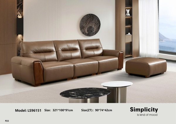 Bộ sofa da bò nhập khẩu LS96151