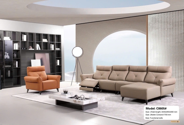 Bộ sofa da bò nhập khẩu SAC8605