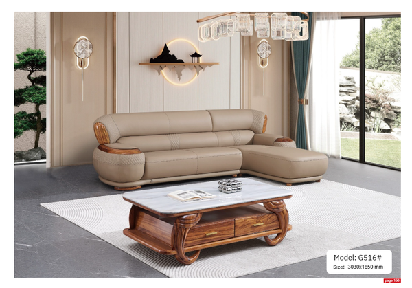 Bộ sofa nhập khẩu gỗ mun da siêu sợi G516-3.0