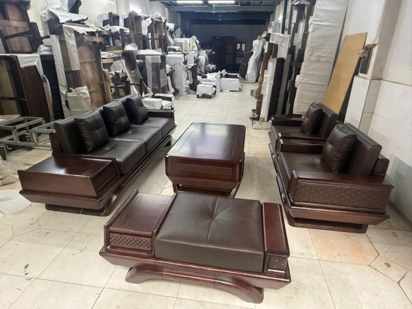 Bộ sofa gỗ sồi- ghế đối (hàng đặt)
