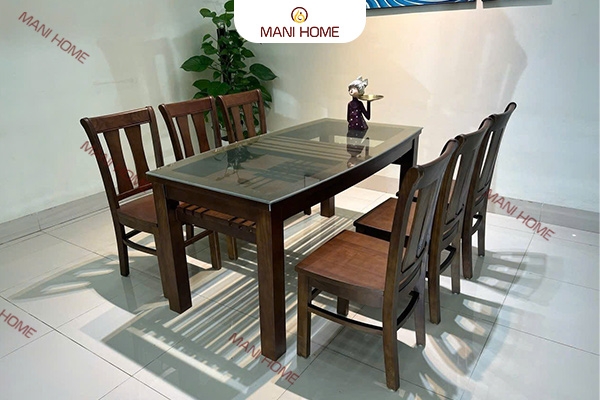 BỘ BÀN ĂN GỖ SỒI CAO CẤP 6 GHẾ VA4 MTK-B5M1