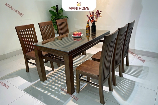 BỘ BÀN ĂN GỖ SỒI CAO CẤP 6 GHẾ 7 NAN MTK-B7