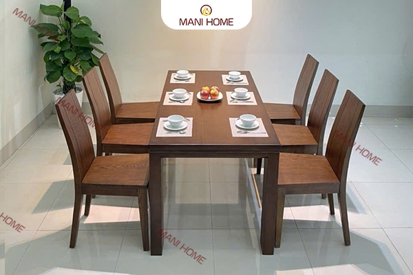 BỘ BÀN ĂN GỖ SỒI CAO CẤP 6 GHẾ GV005 – MTK H008