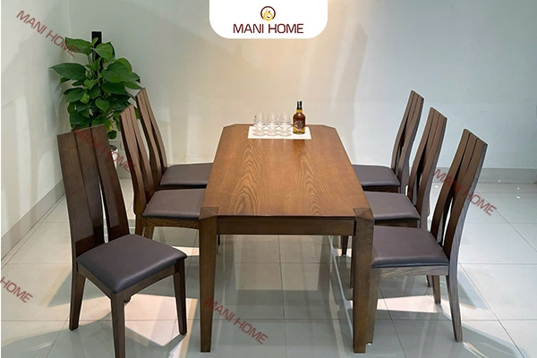 BỘ BÀN ĂN GỖ SỒI CAO CẤP 6 GHẾ GV003 – MTK H010.M1